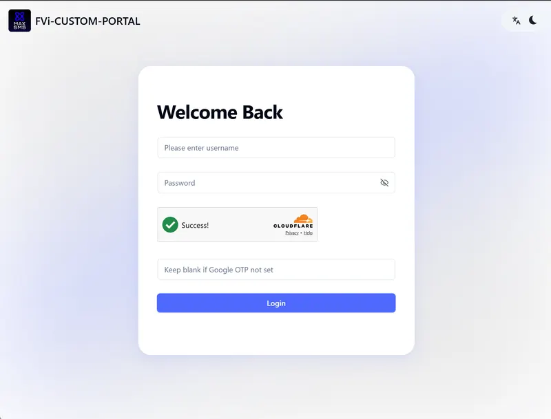 Fvi Custom MaxSMS Portal — fvi-sms sample dashboard screenshot